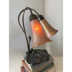 Iridescent Glass 2-Lily Accent Table Lamp